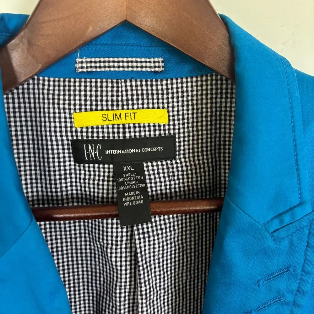 INC International Concepts Slim Fit Blue Blazer Jacket Men's XXL